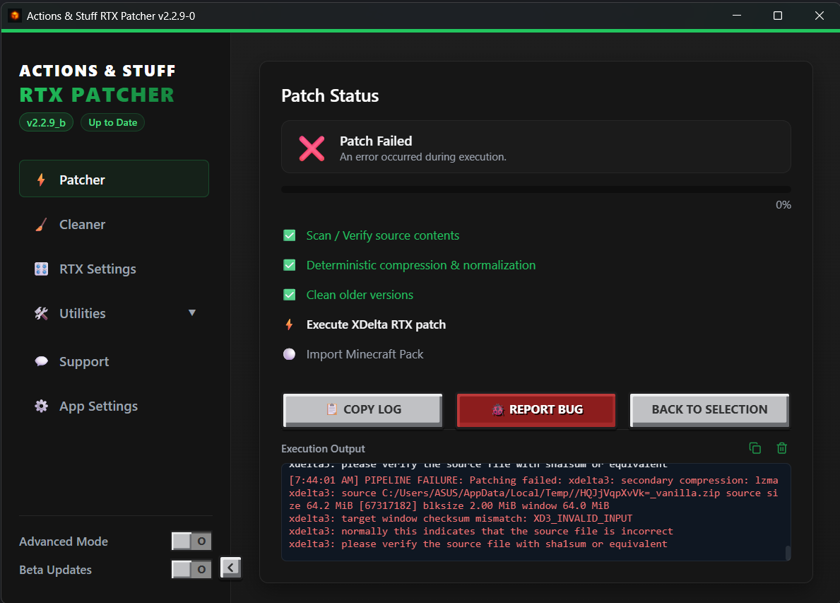 xdelta validation error example